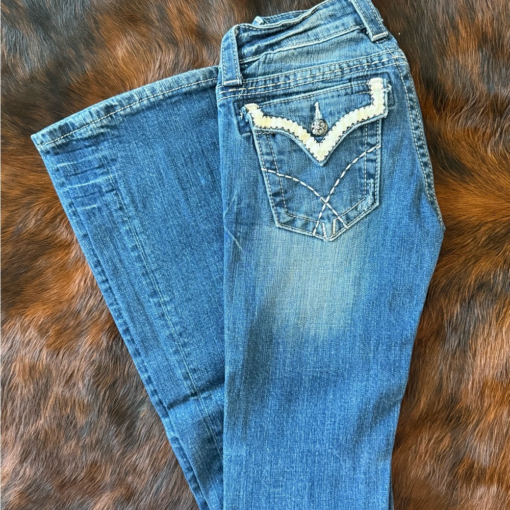 Miss Me Flare Jeans with Embroidered Pocket